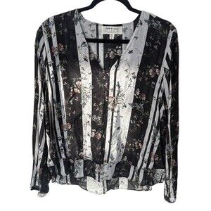 Cloth & Stone Black and White Floral Blouse